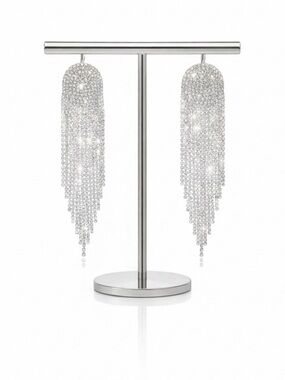 Y2K Rhinestone Fringe Dangle Earrings Crystal Tassel Statement Sparkle Coquette
